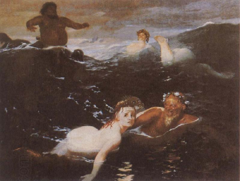 Arnold Bocklin Playing in the Waves